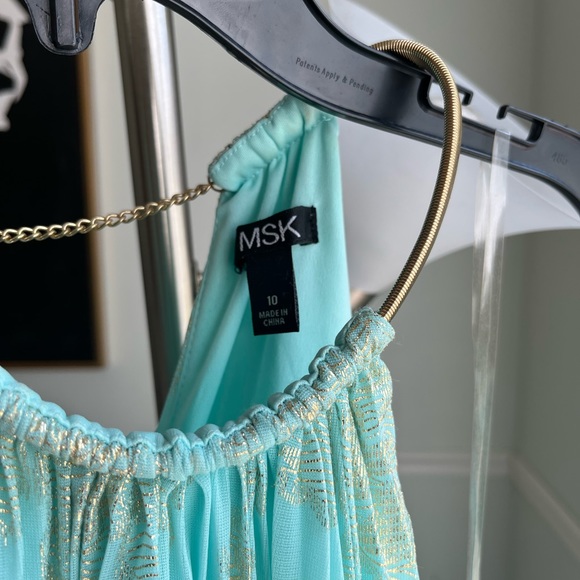 MSK Women's Gold Chain Halter Neck Maxi Woven Pleated Dress - Picture 7 of 15